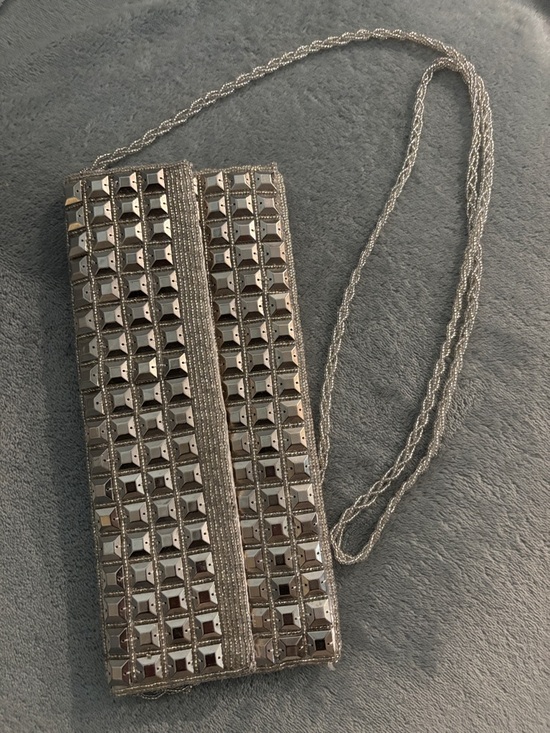 Expressions Nyc Handbags - David’s Bridal/Expressions NYC Ivory Croc-Embossed Clutch with Gold Logo